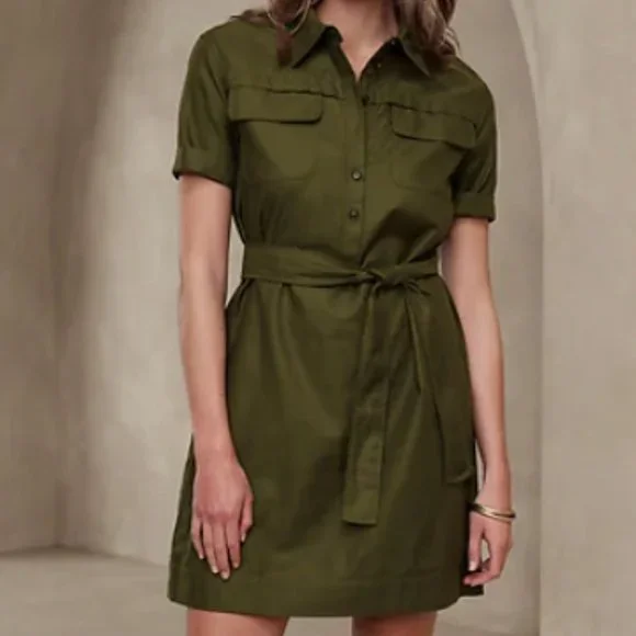banana republic utility shirt dress Banana Republic Women's Utility Overdye Cotton Shirt Dress Navy Blue Size S